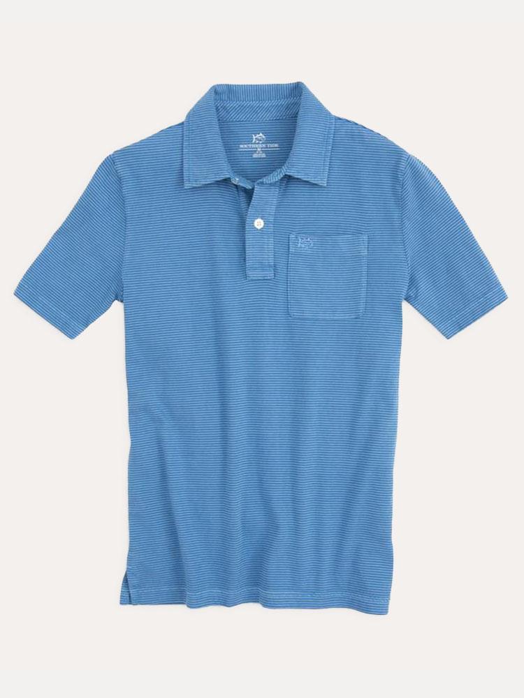 Southern Tide Boys' Micro Stripe Island Road Jersey Polo - Saint Bernard