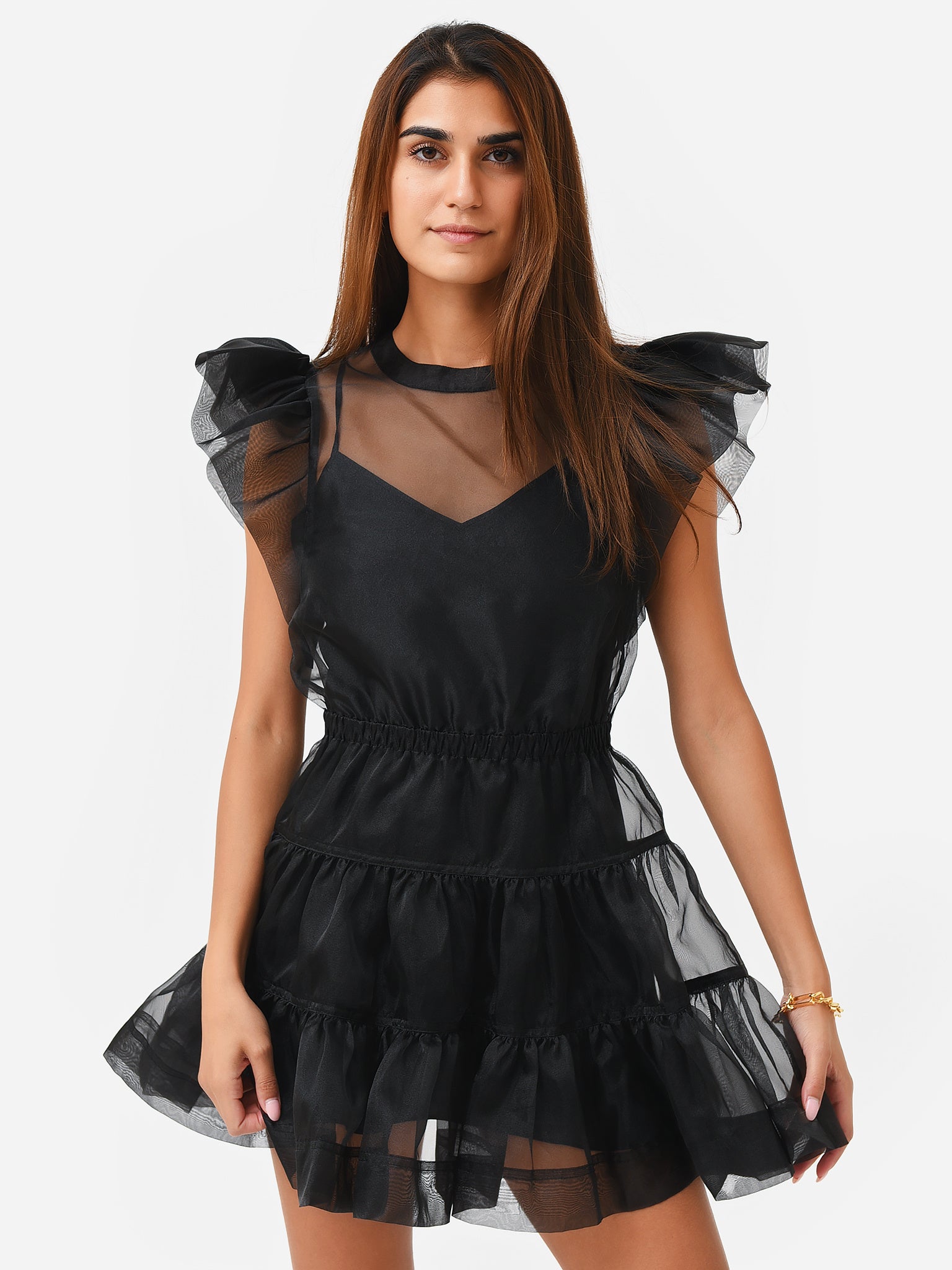 Simkhai Women's Monique Organza Ruffle Mini Dress Saint Bernard Simkhai Women's Monique Organza Ruffle Mini Dress Saint Bernard