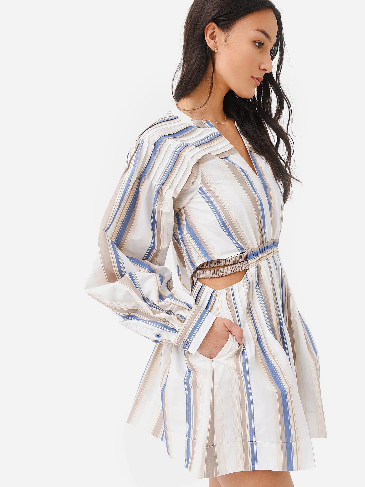 Simkhai Women's Tracie Stripe Long Sleeve Mini Dress Saint Bernard Simkhai Women's Tracie Stripe Long Sleeve Mini Dress Saint Bernard