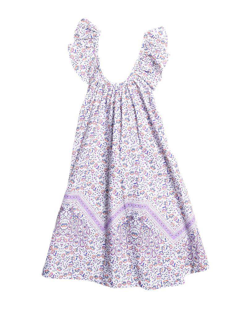 Seafolly Girls' Peacock Paisley Frill Dress - Saint Bernard