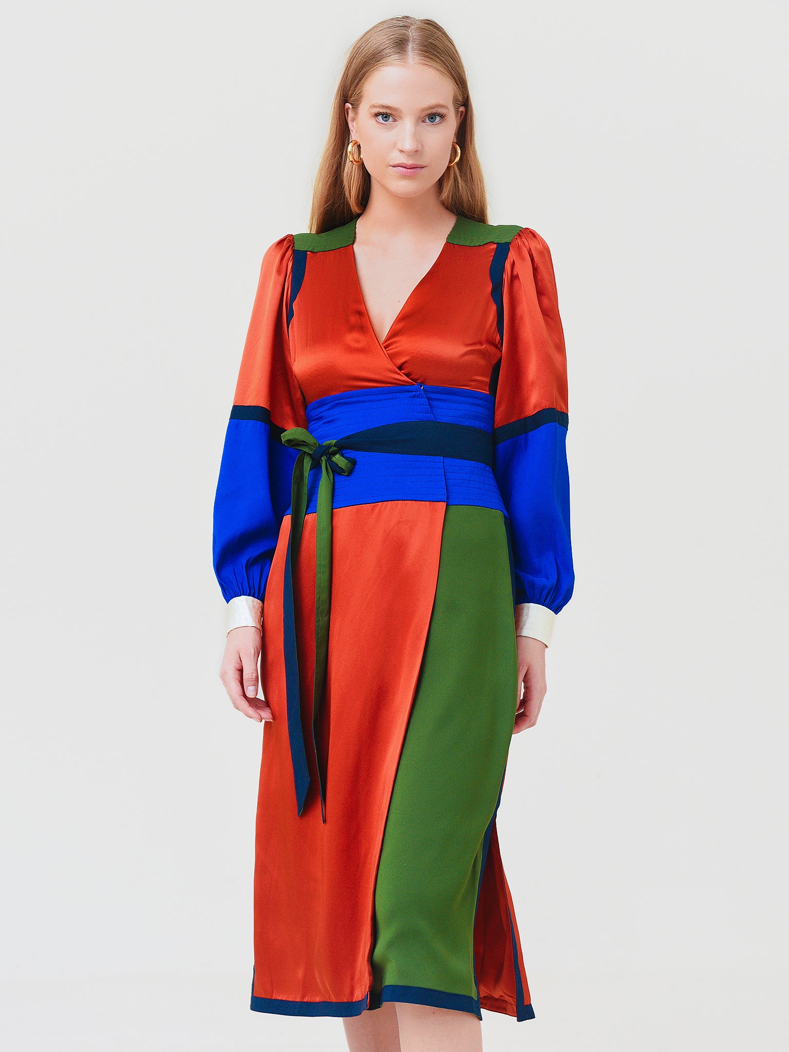 Tory Burch Women's Color-Block Wrap Dress Saint Bernard Tory Burch Women's Color-Block Wrap Dress Saint Bernard