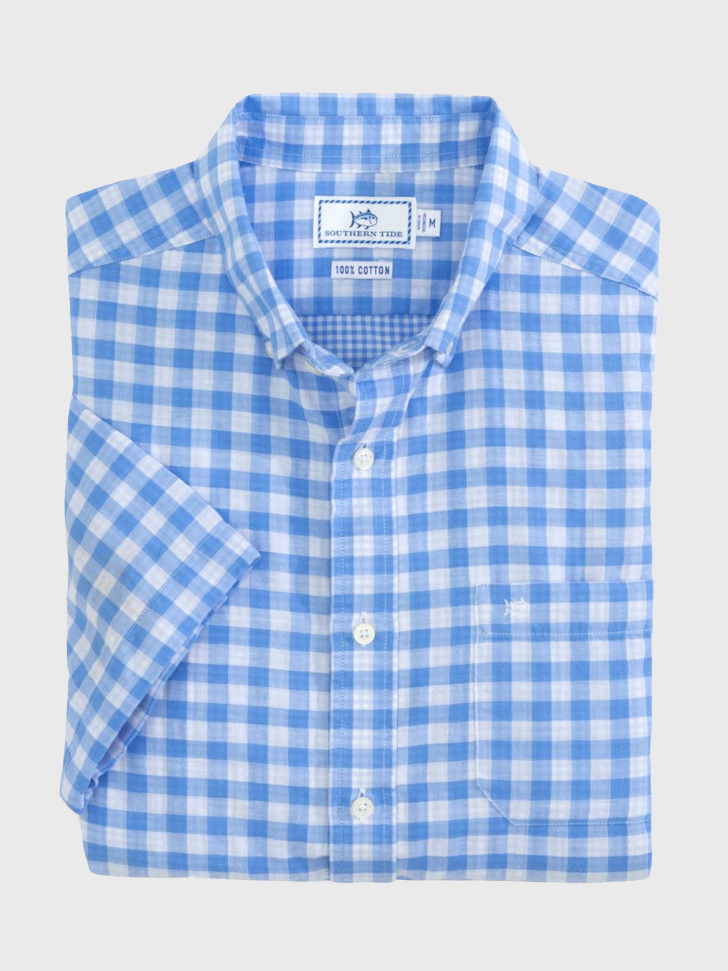 Southern Tide Men's Double Gingham Short Sleeve Button-Down Shirt - Saint Bernard