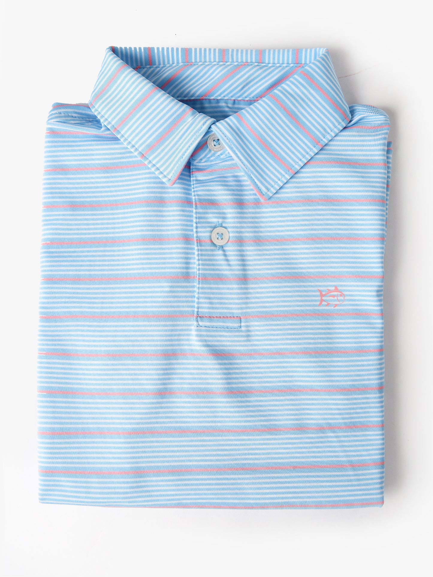 Southern Tide Kids' Short Sleeve Driver Stripe Performance Polo - Saint Bernard