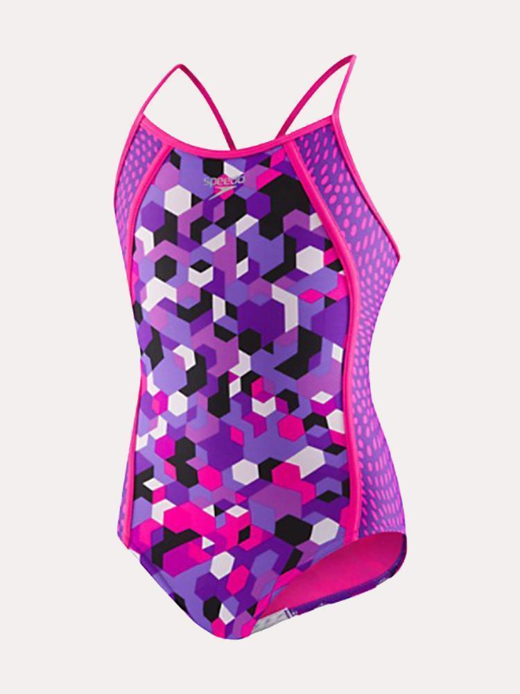 Speedo Girls' Hexaplex Thin Strap 1 Piece - Saint Bernard