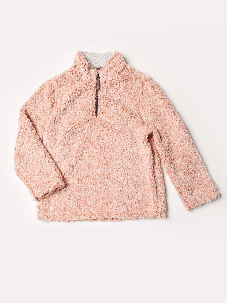 True Grit Boys' Frosted Tipped Pile 1/4 Zip Pullover - Saint Bernard