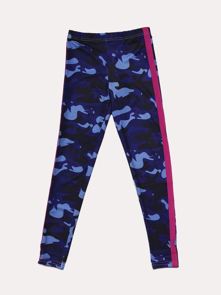 Iscream Girls' Blue Camo Stripe Leggings - Saint Bernard
