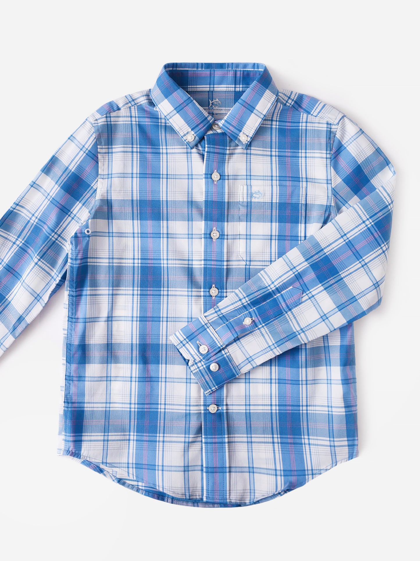 Southern Tide Boys' Ormond Plaid Intercoastal Button Down Sport Shirt - Saint Bernard