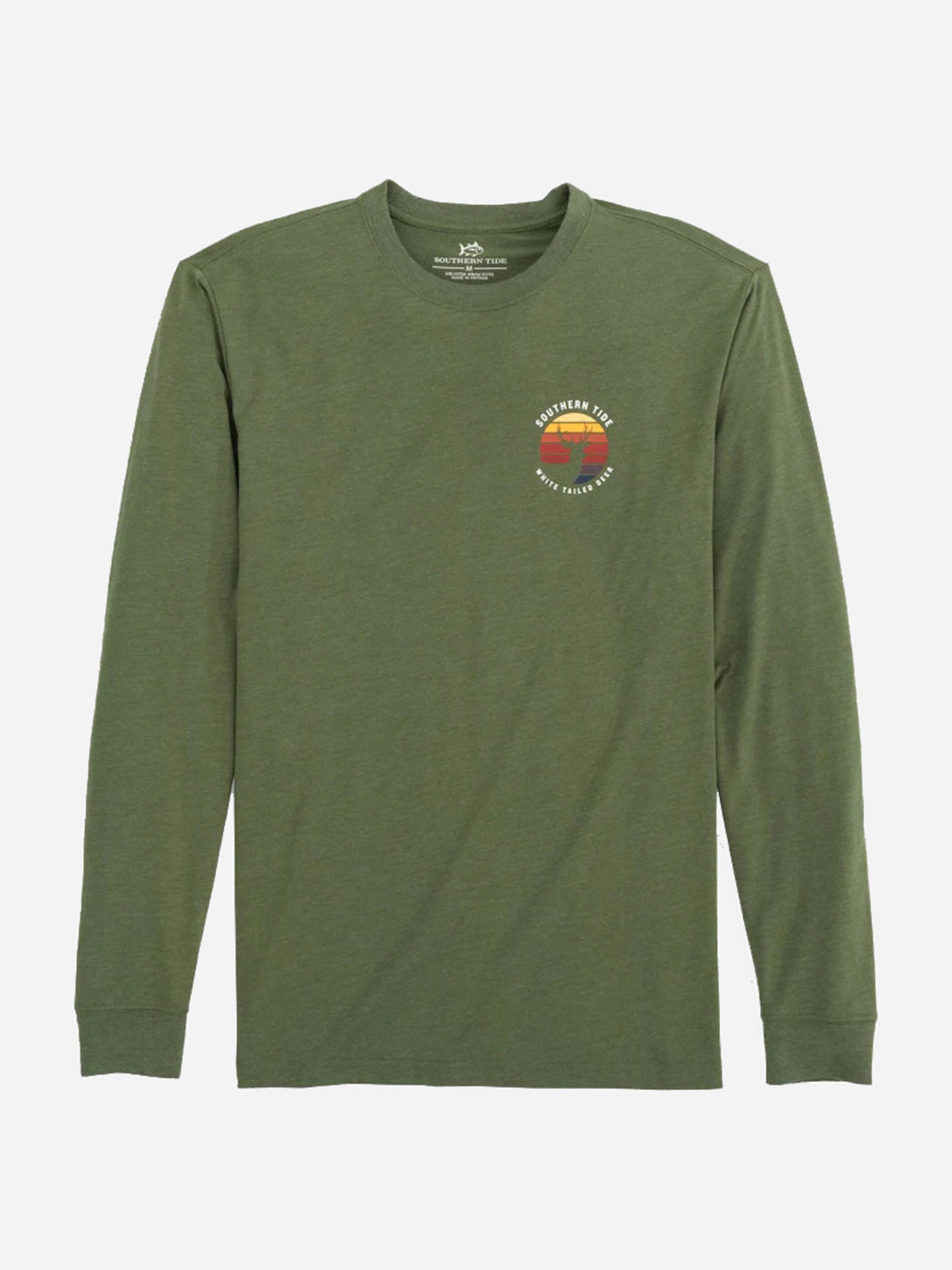 Southern Tide Men's Heather Prey Deer Long Sleeve T-Shirt - Saint Bernard