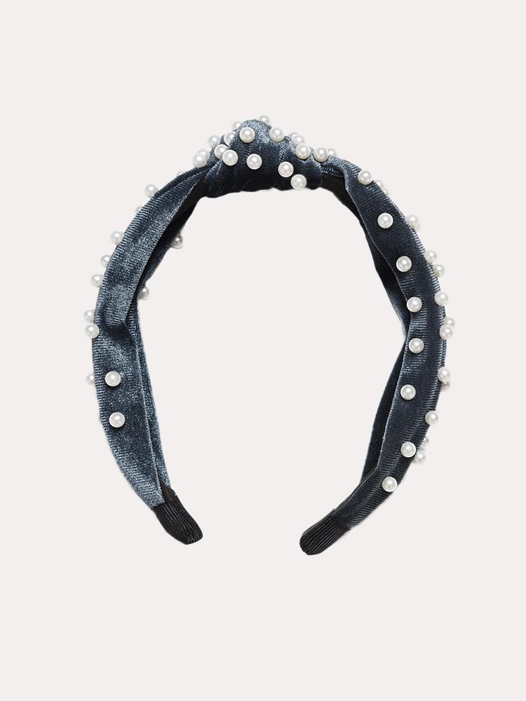 Arthur Jane Claire Velvet Pearl Top Knot Headband - Saint Bernard