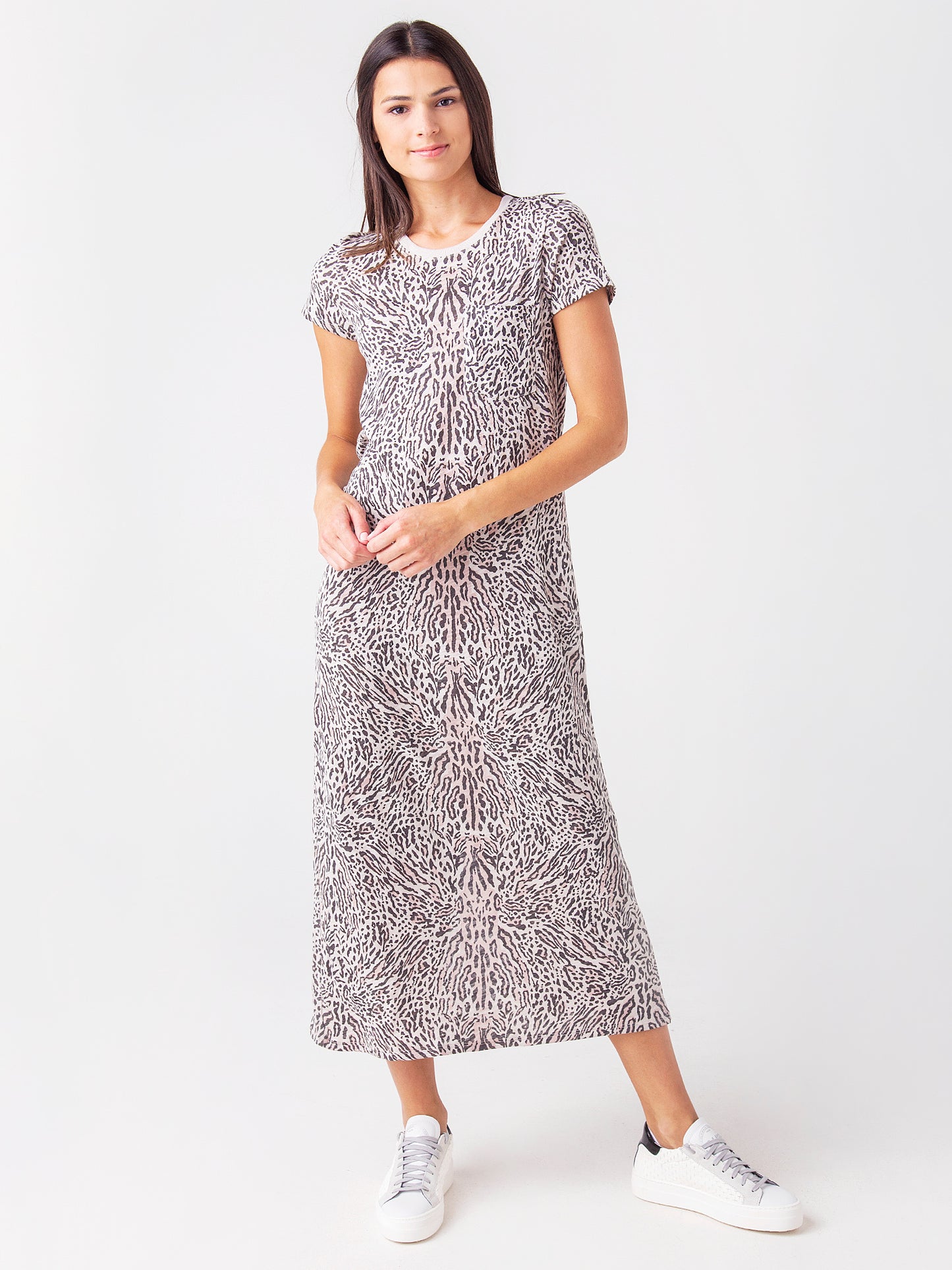 ATM Women's Slub Jersey Maxi Ocelot Print Dress - Saint Bernard