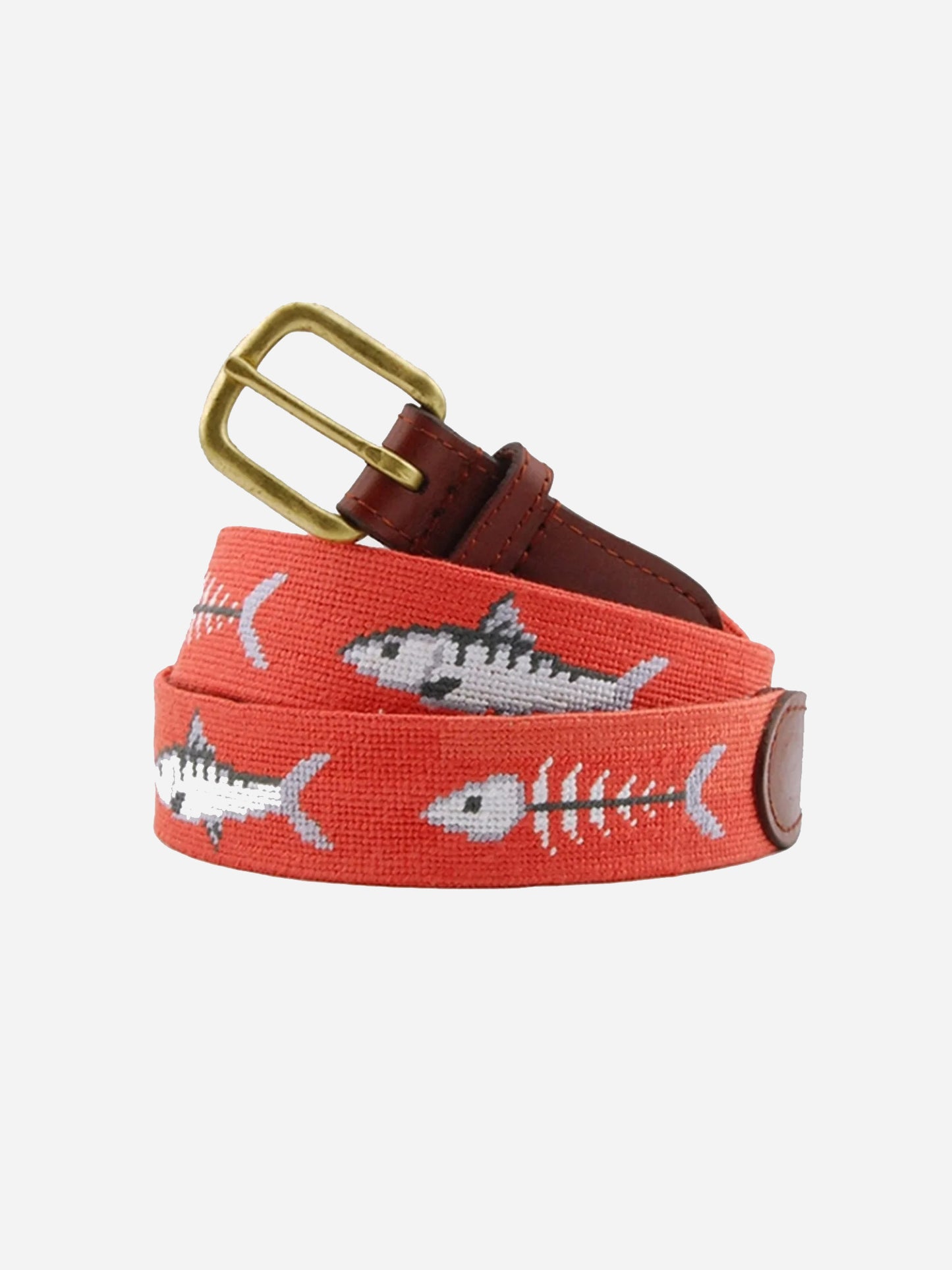 Smathers + Branson Men's Bonefish Needlepoint Belt - Saint Bernard