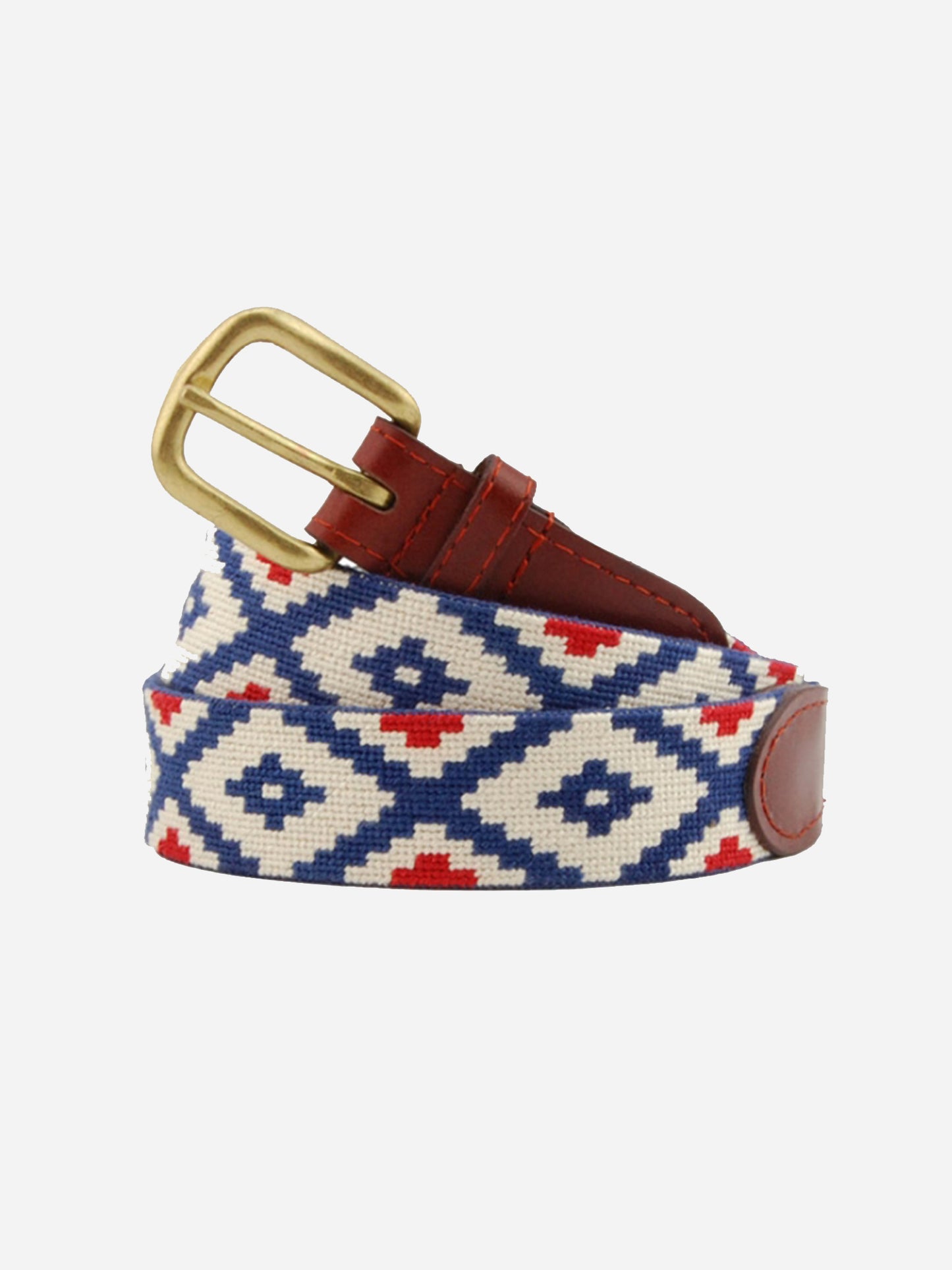 Smathers + Branson Men's Gaucho Rojo Needlepoint Belt - Saint Bernard