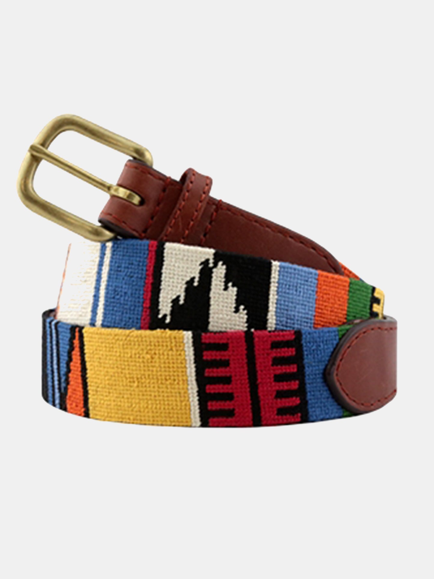 Smathers + Branson Men's Mayan Pattern Needlepoint Belt - Saint Bernard