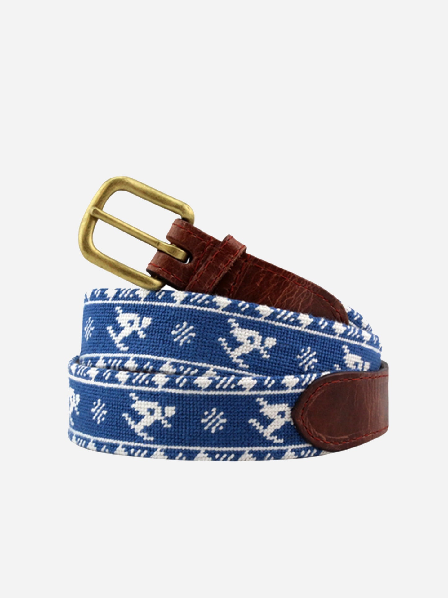 Smathers + Branson Men's Skier Fairisle Needlepoint Belt - Saint Bernard
