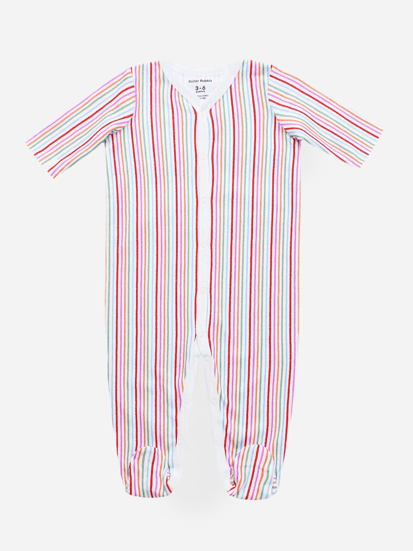 Roller Rabbit Baby Girls' Party Stripe Footie Pajama - Saint Bernard