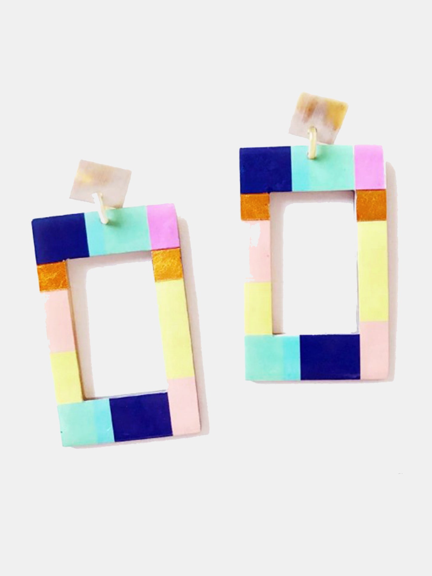 Sunshine Tienda Color Block Horn Rectangle Earring - Saint Bernard