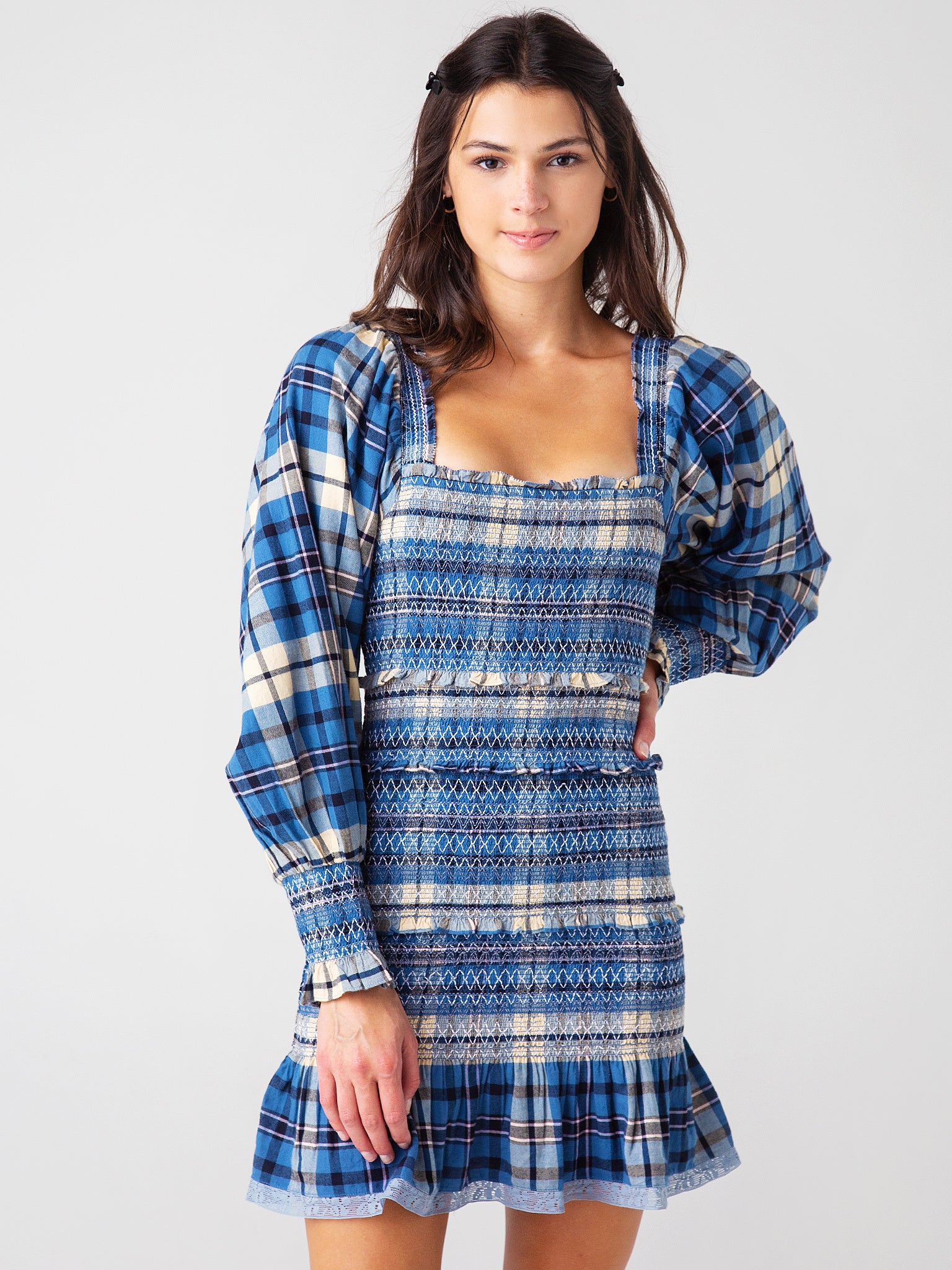 Loveshack Fancy Women's Stanley Plaid Mini Dress Saint Bernard Loveshack Fancy Women's Stanley Plaid Mini Dress Saint Bernard
