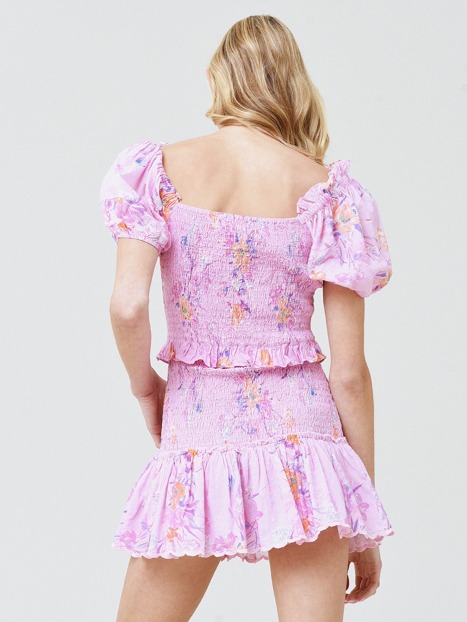 love shack fancy purple floral dress LoveShackFancy // Purple Floral Ruffle Dress VSP Consignment