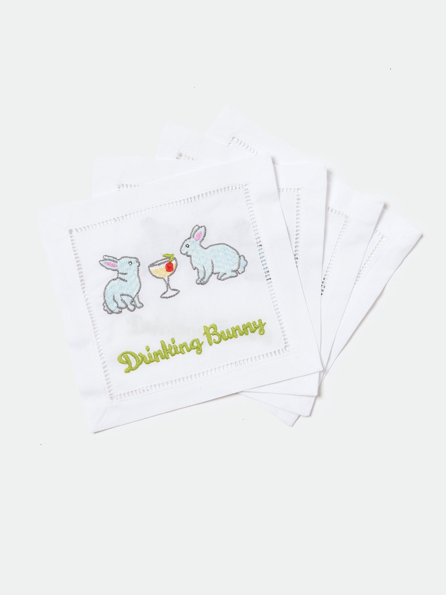 August Morgan Drinking Bunny Cocktail Napkin Set - Saint Bernard