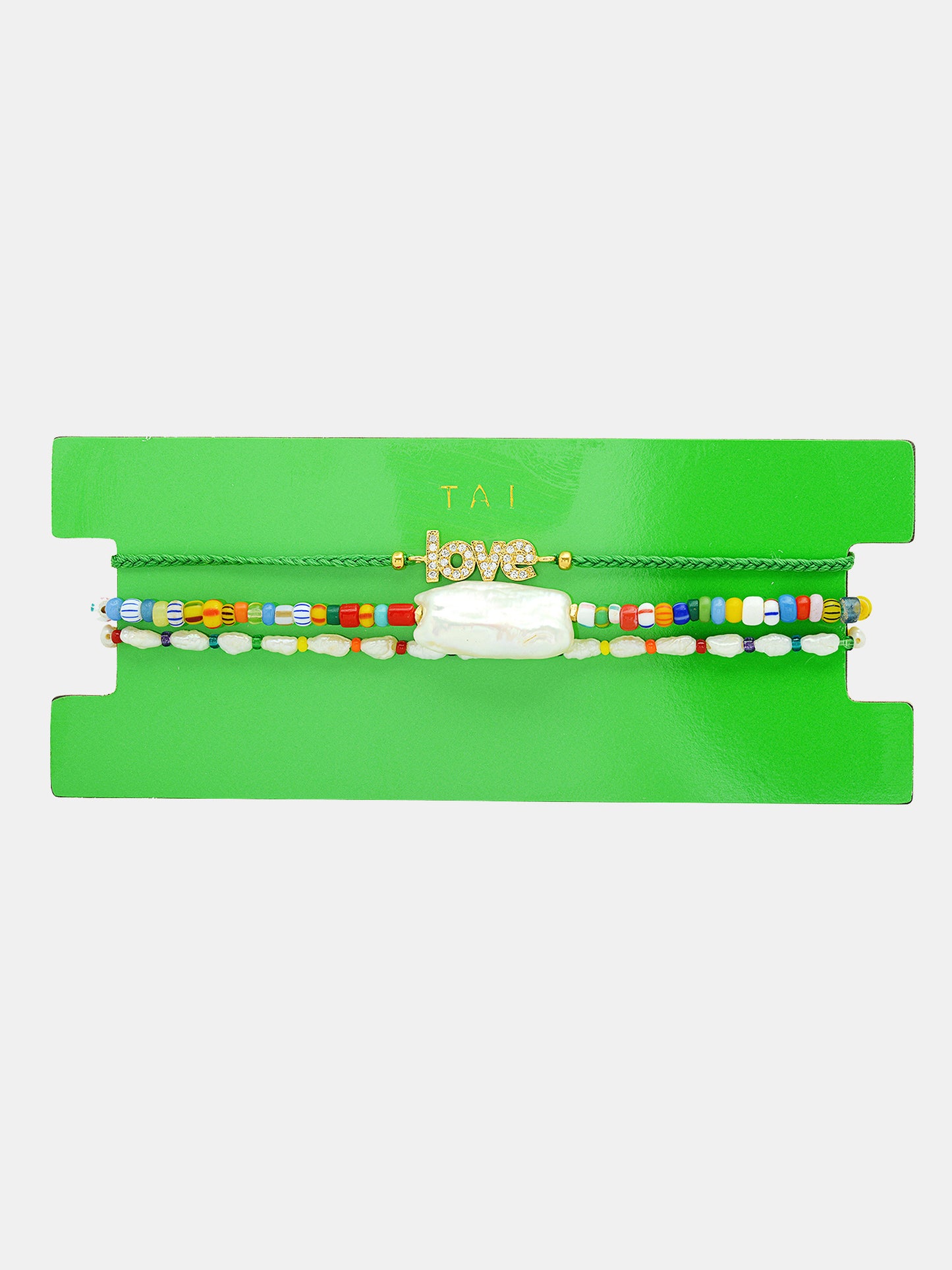 Tai Set of Three Love Bracelets in Green, Pearl and Multi - Saint Bernard