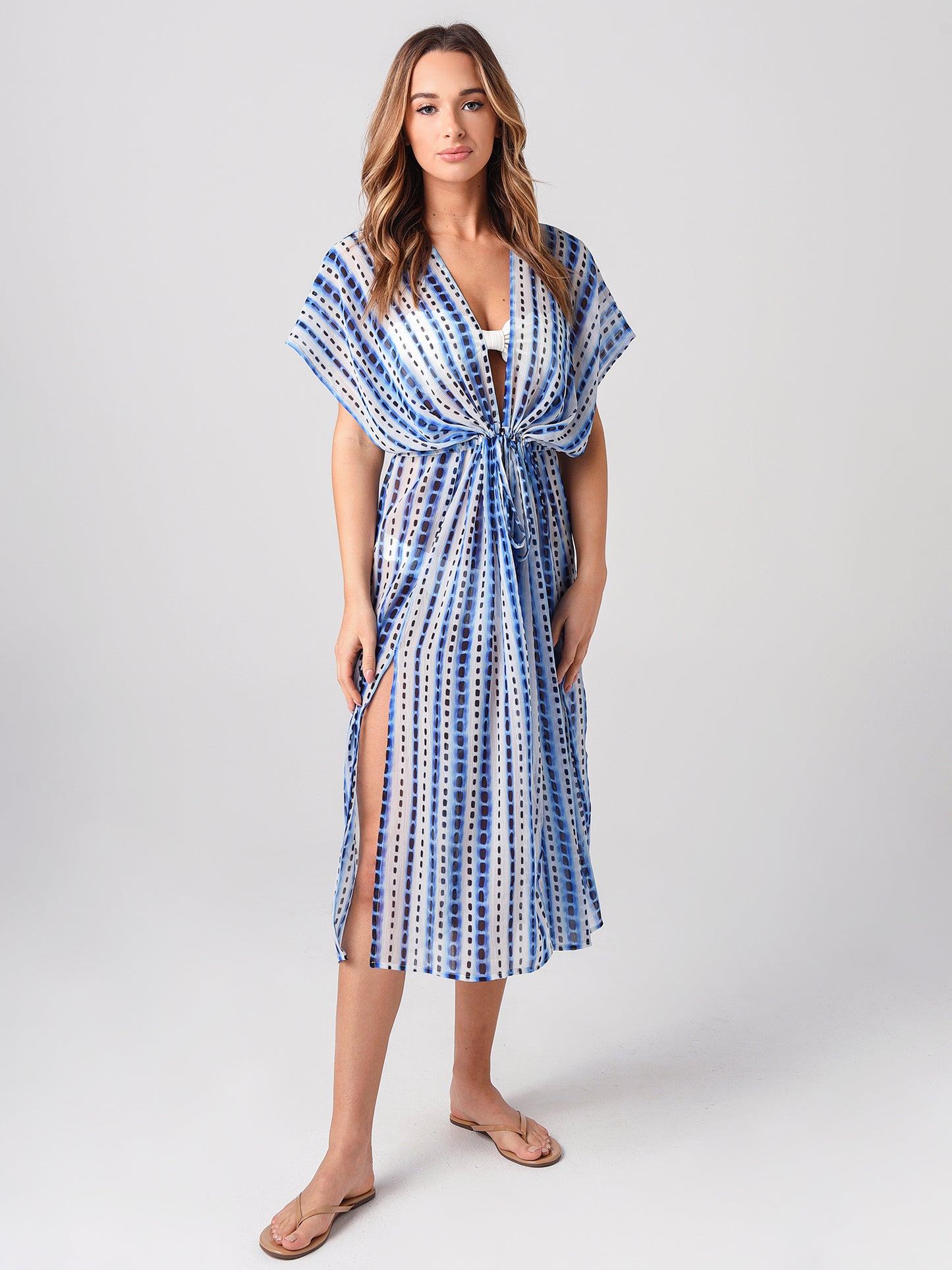 Echo Women’s Shibori Midi Open Caftan - Saint Bernard