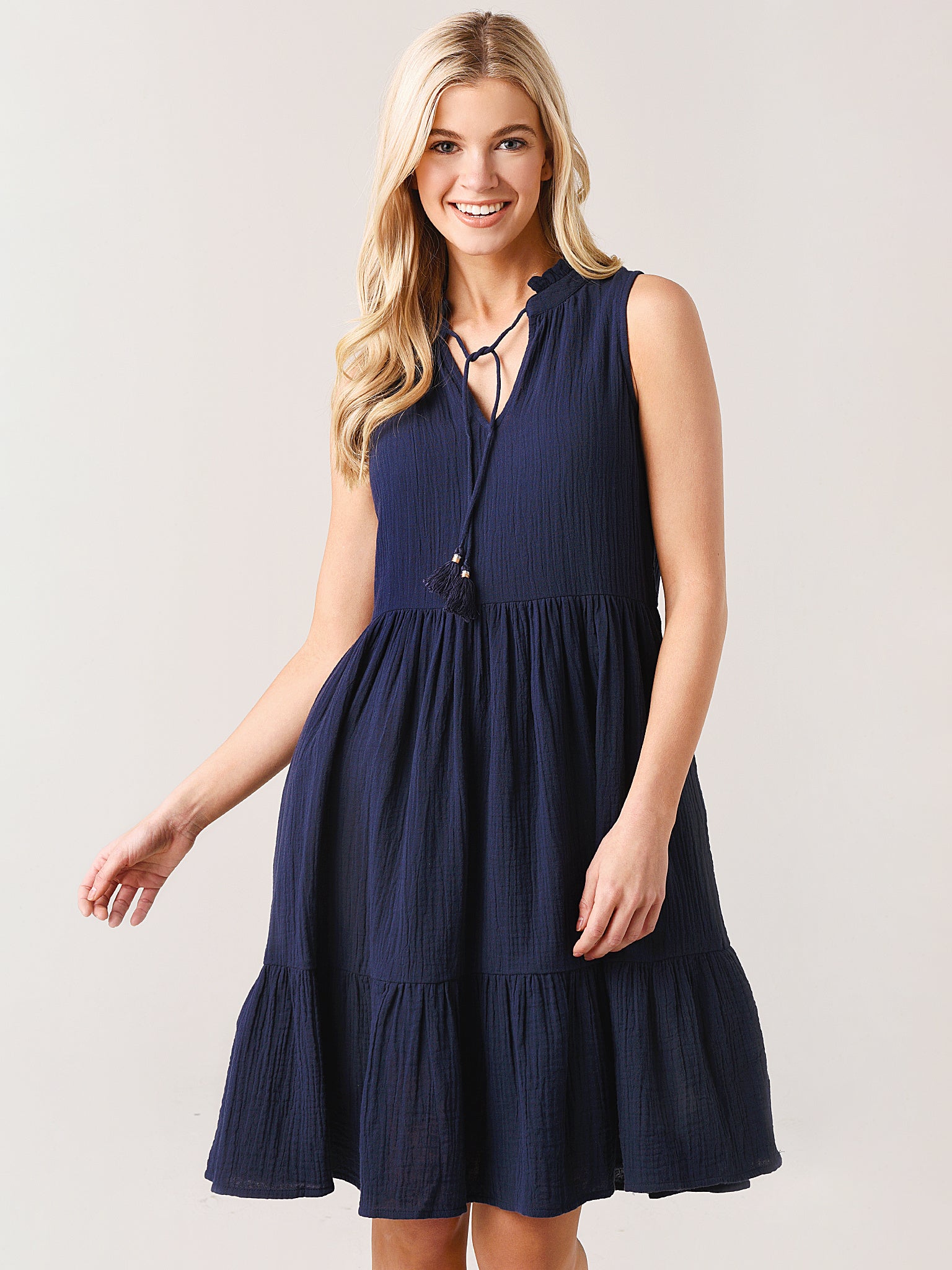 Echo Women's Gauze Short Tiered Dress – Saint Bernard Echo Women's Gauze Short Tiered Dress – Saint Bernard