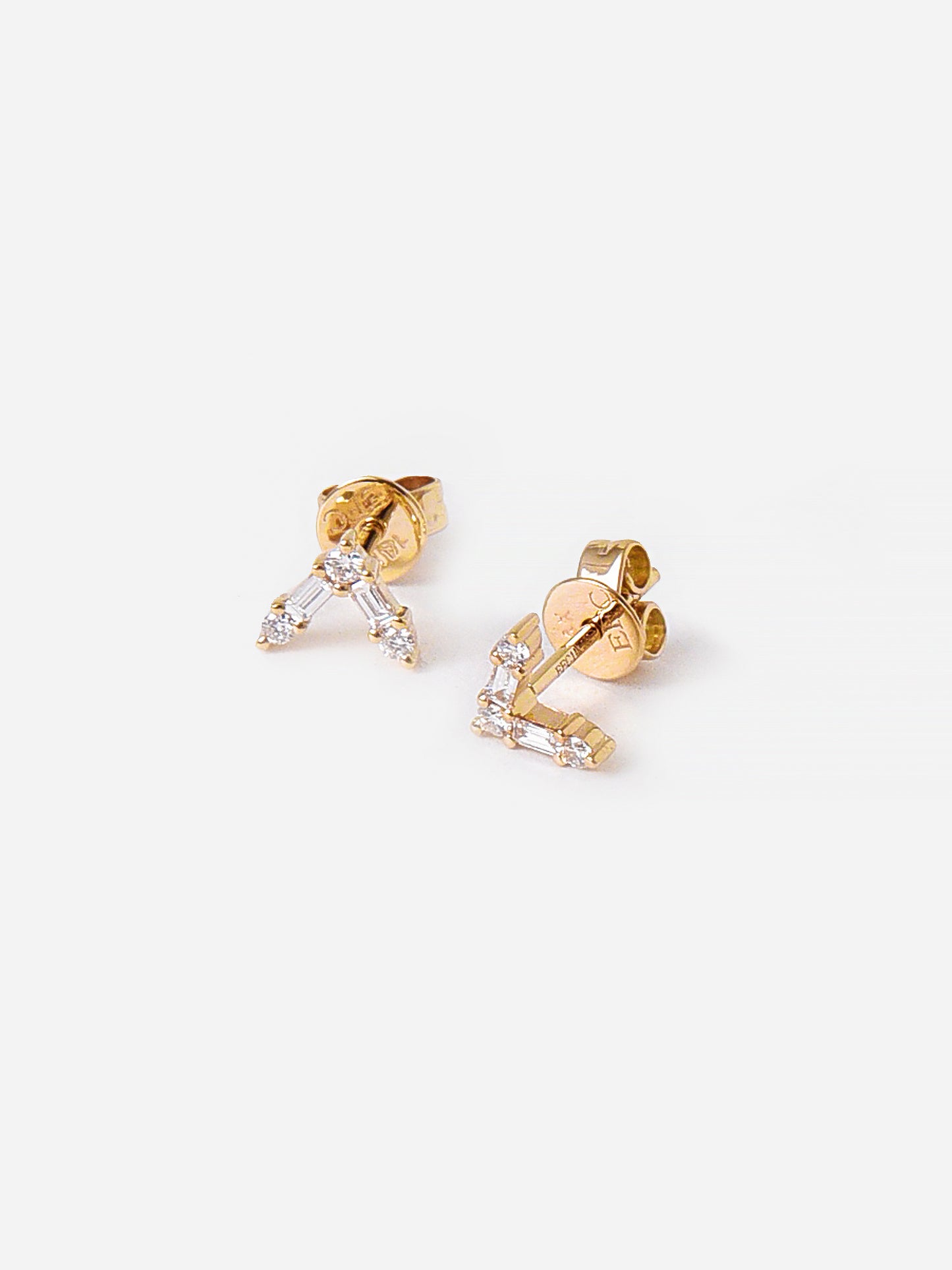 EF Collection Women's 14k Diamond Baguette Chevron Stud Earrings - Saint Bernard