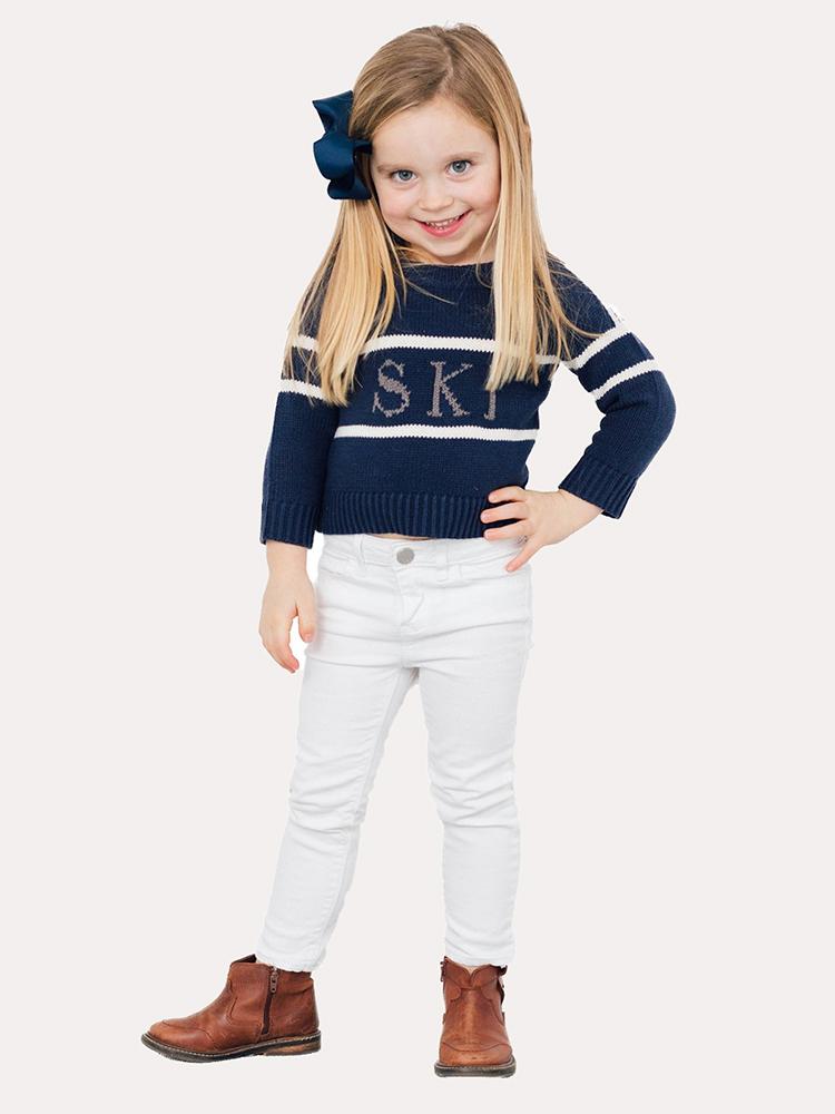 Sail To Sable Little Girls' Intarsia Sweater Ski - Saint Bernard