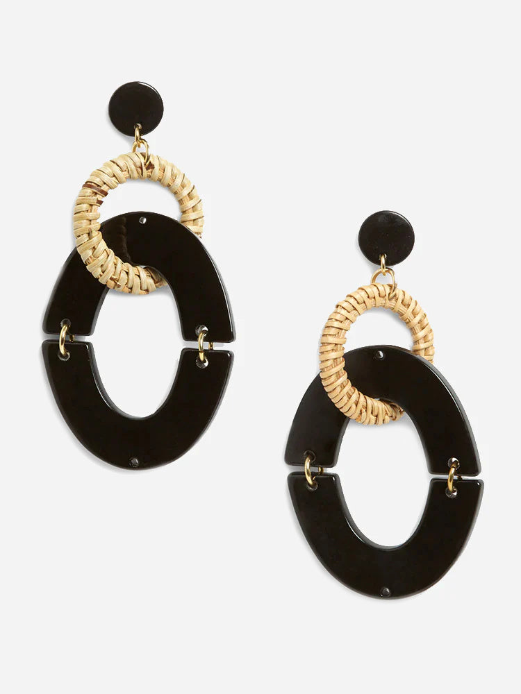 Neely Phelan Black Rattan Orbit Hoops - Saint Bernard