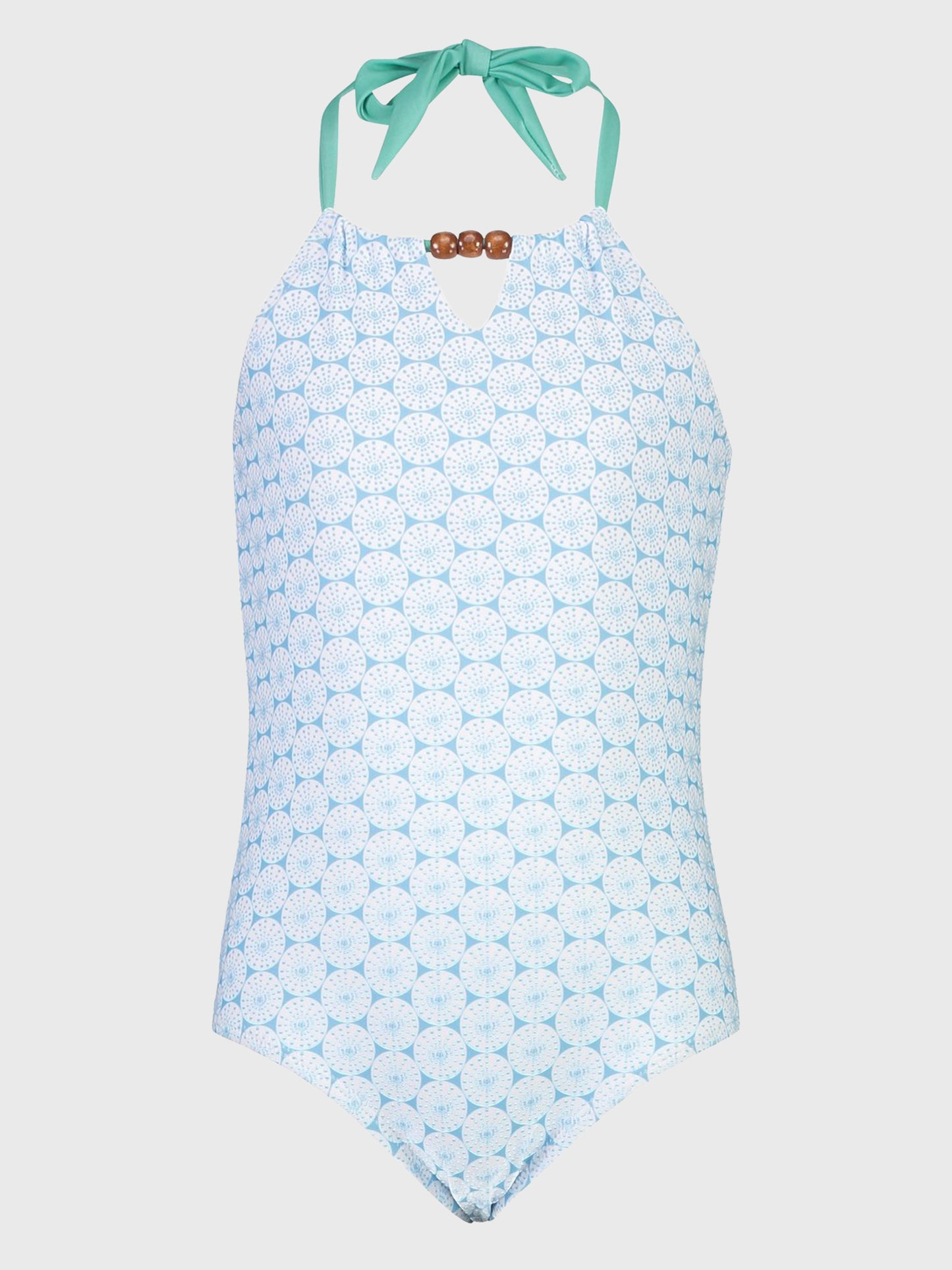 Snapper Rock Girls’ Oceania Sustainable Halter Swimsuit - Saint Bernard