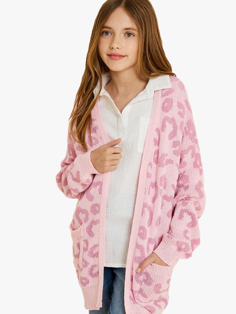 Hayden Lightweight Leopard Knit Open Front Cardigan - Saint Bernard