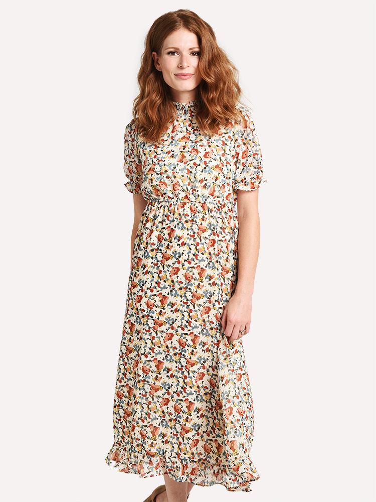 Hayden Floral Smock Neck Midi Dress