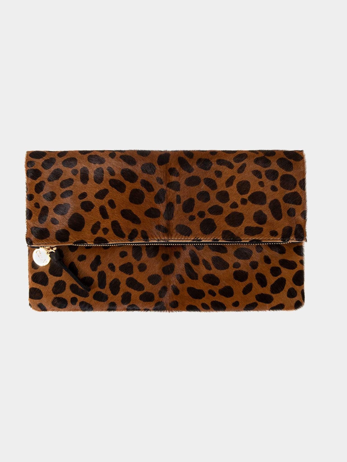 Clare V. Leopard Hair Foldover Clutch - Saint Bernard