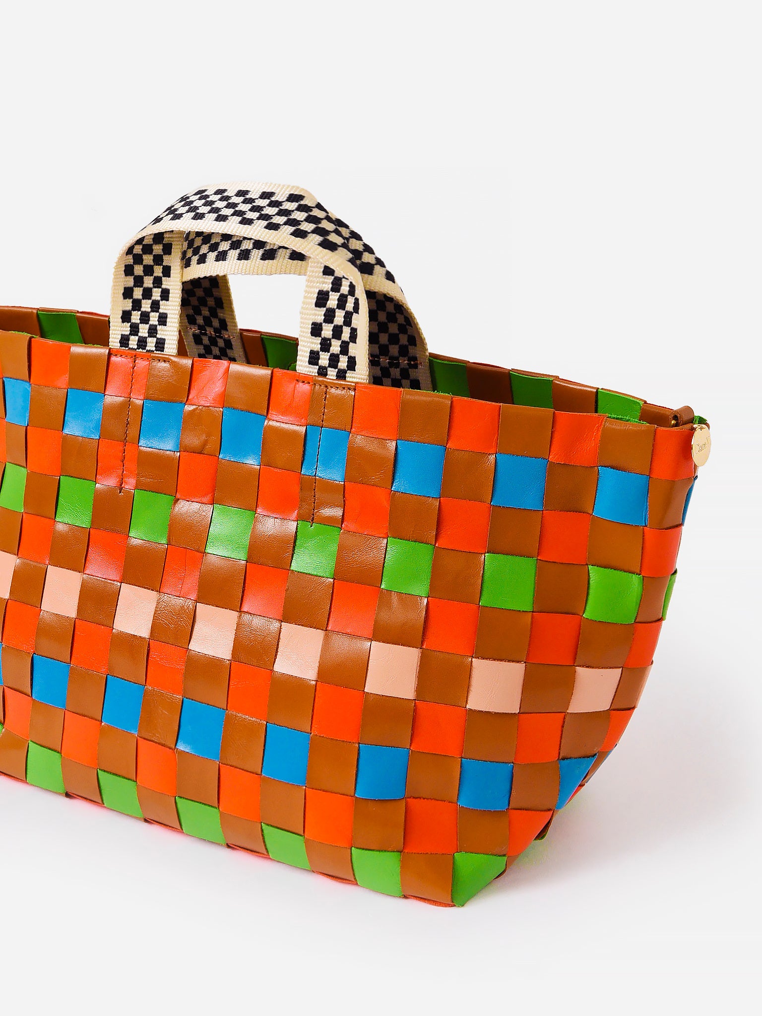 Clare V. - Bateau Tote in Natural and Blood Orange with Multi