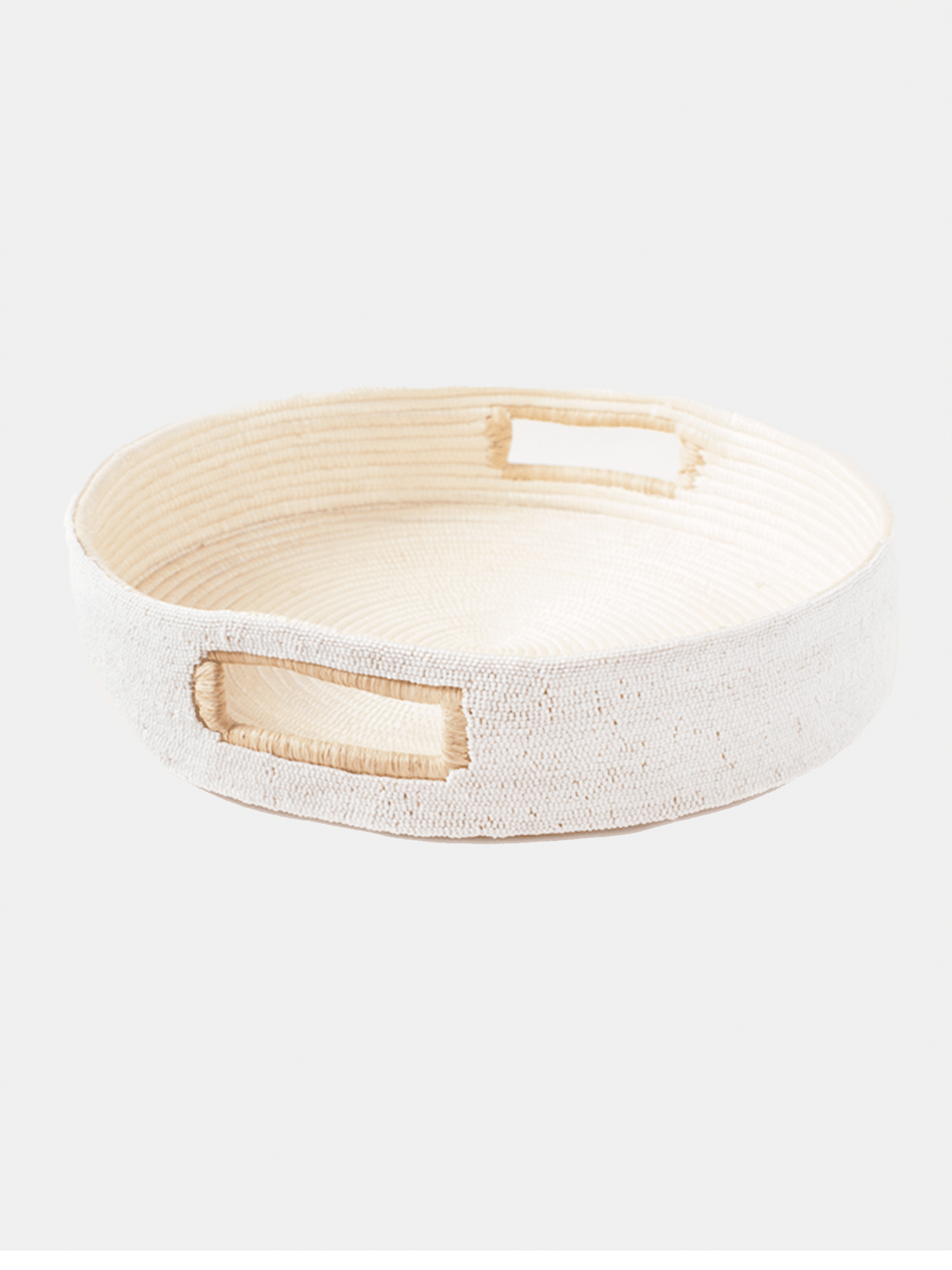 Indego Africa White Beaded Handle Tray - Saint Bernard