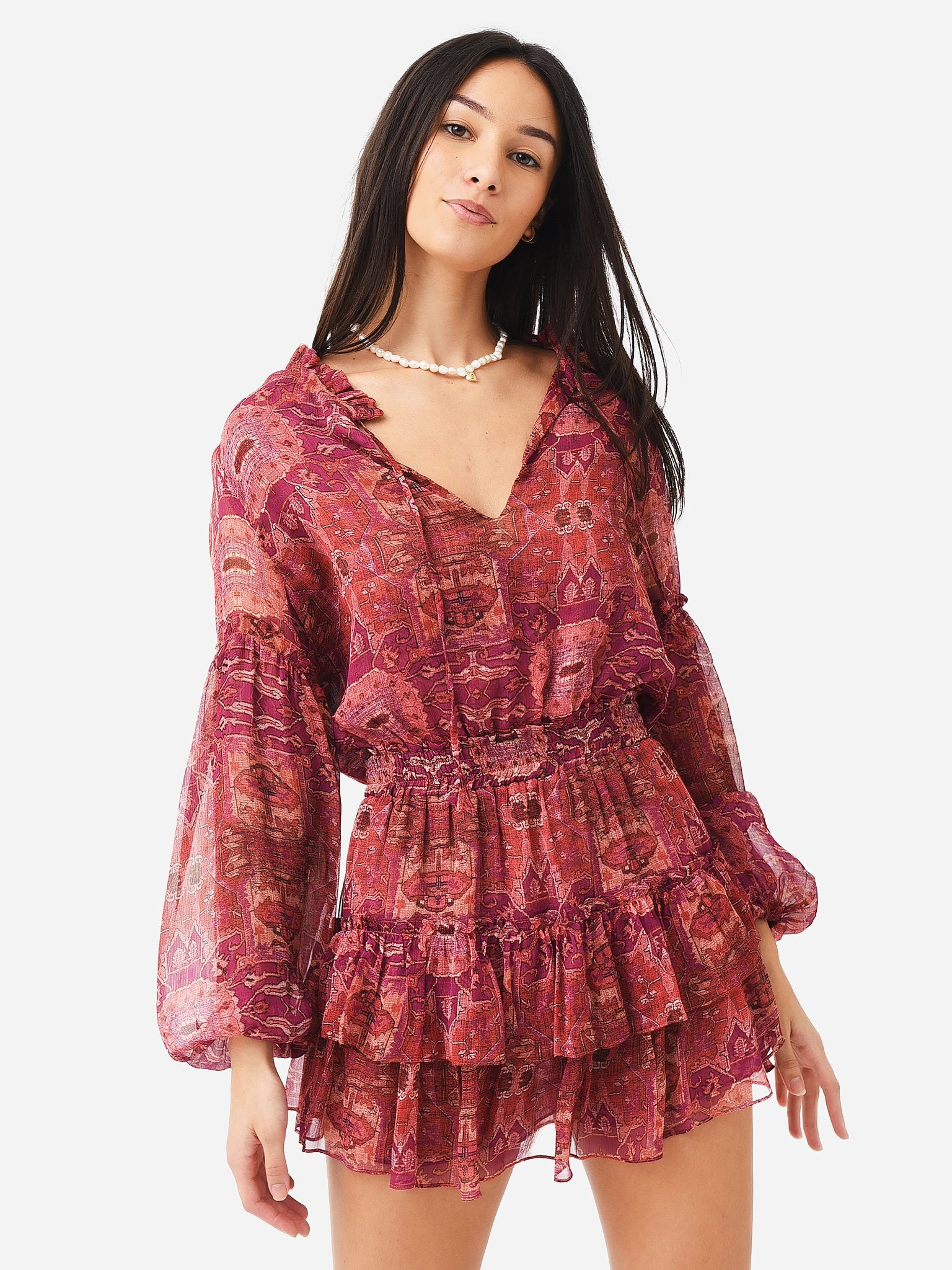 open lace back dress Misa Ava Dress in Sedona Abstract L main image 0