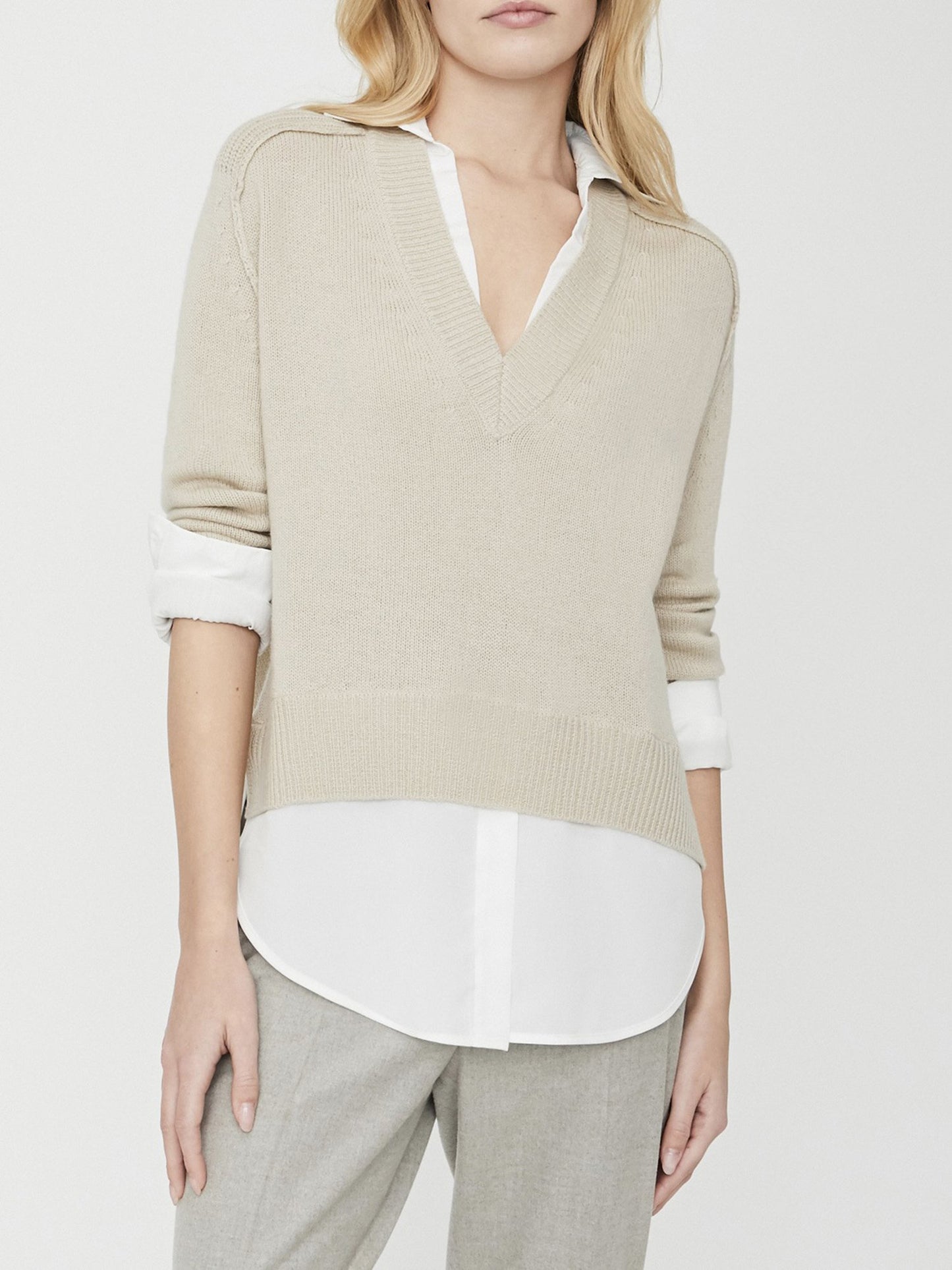Brochu Walker Women's The Alum V-Neck Layered Looker Sweater - Saint Bernard