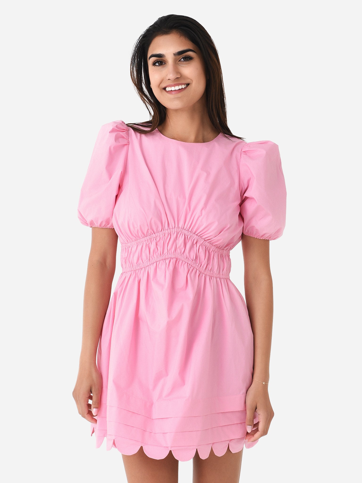 english factory pink dress English Factory Women's Scallop Mini Dress – Saint Bernard