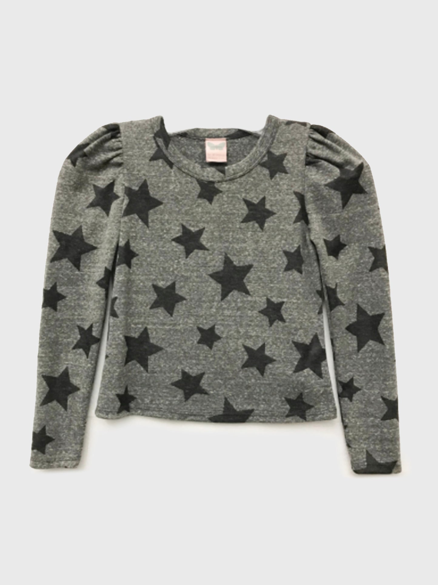 For All Seasons Girls' Star Print Crewneck Long Sleeve Shirt - Saint Bernard