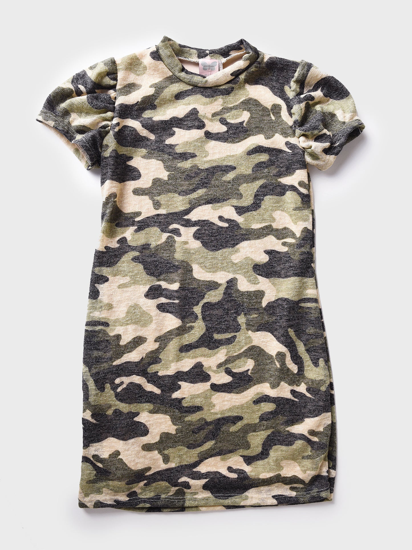 For All Seasons Girls' Knit Camo Mock Neck Dress - Saint Bernard