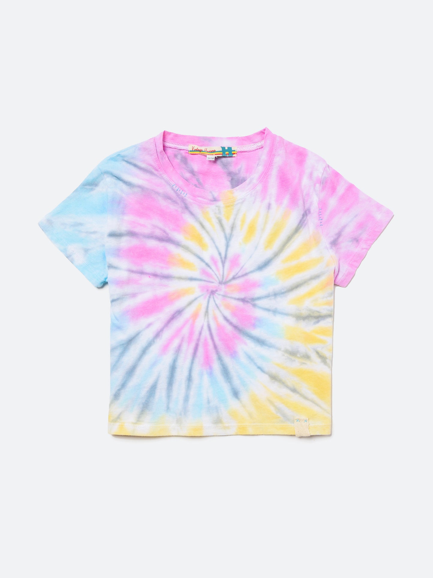 Vintage Havana Girls' Bright Swirl Tie-Dye Boxy T-Shirt With Stitching - Saint Bernard