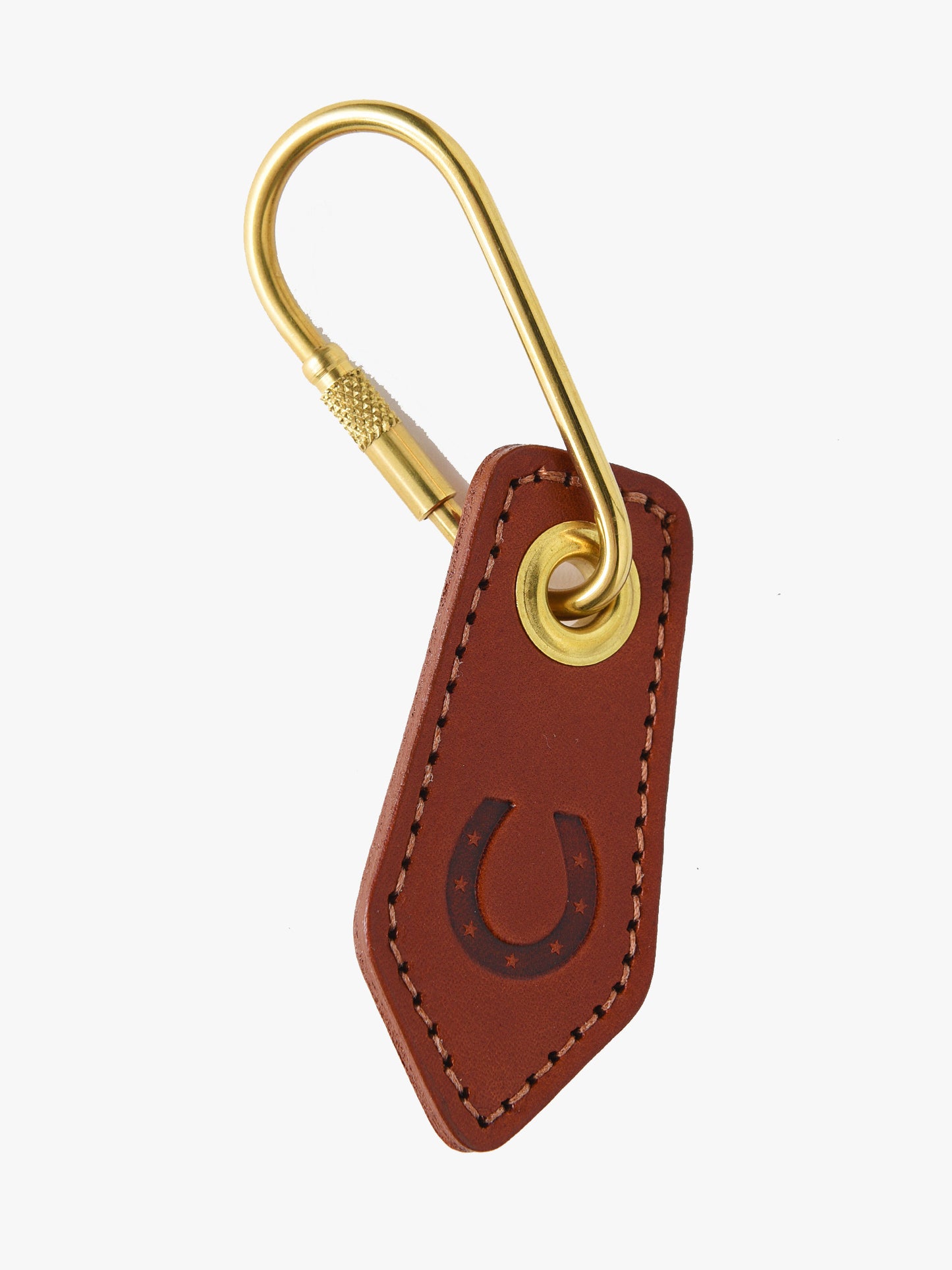 H Barnes And Co Keystone Horseshoe Chestnut English Bridle Leather Key Fob - Saint Bernard