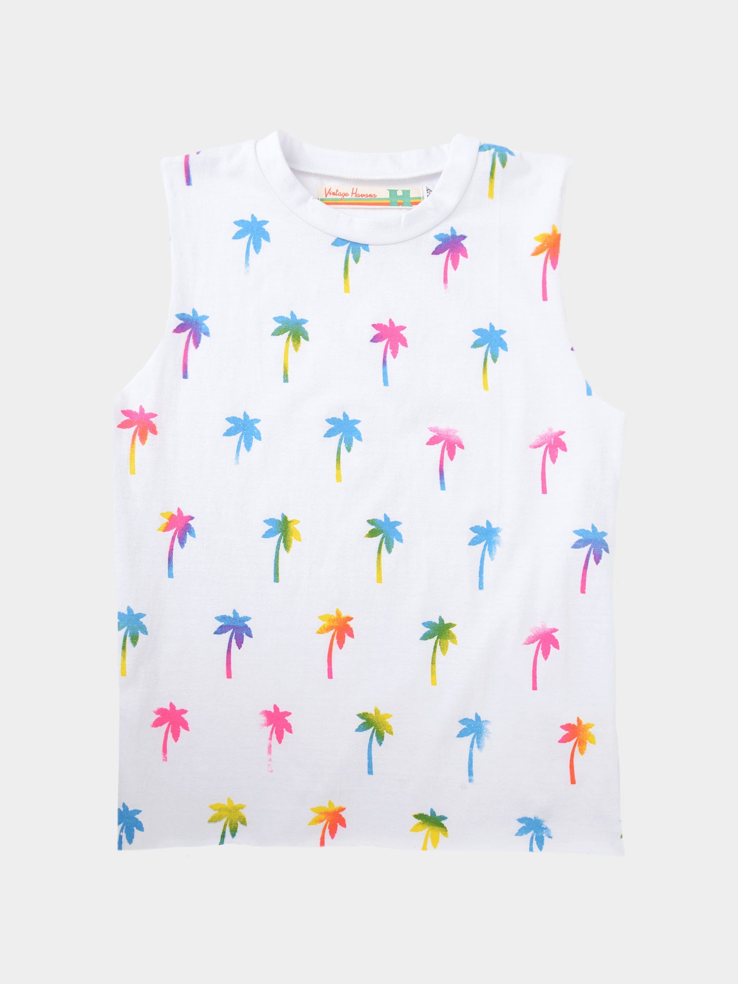 Vintage Havana Girls' Glitter Palm Tree Sleeveless Tee - Saint Bernard