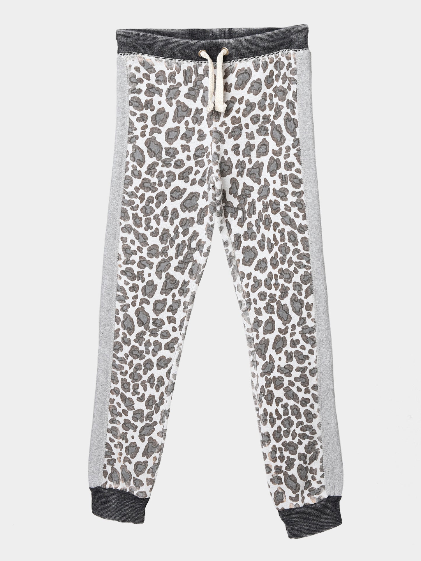 Vintage Havana Girls' Leopard Fleece Print Side Panel Sweatpant - Saint Bernard