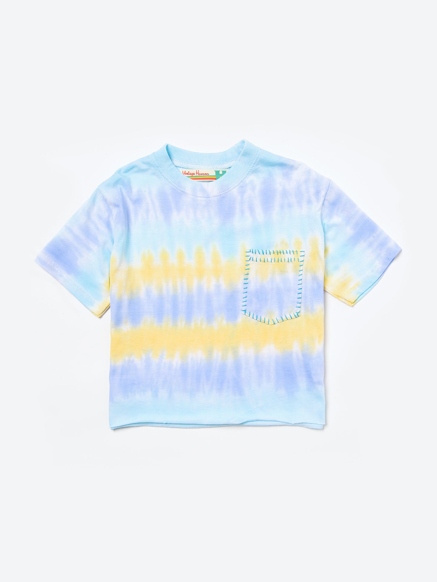 Vintage Havan Girls' Popsicle Stripe Tie-Dye Stitching Pocket Tee - Saint Bernard