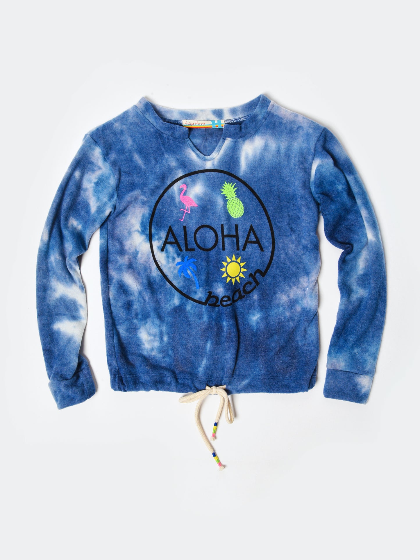 Vintage Havana Girls' Blue Tie-Dye Wash Aloha Beach Shirt - Saint Bernard