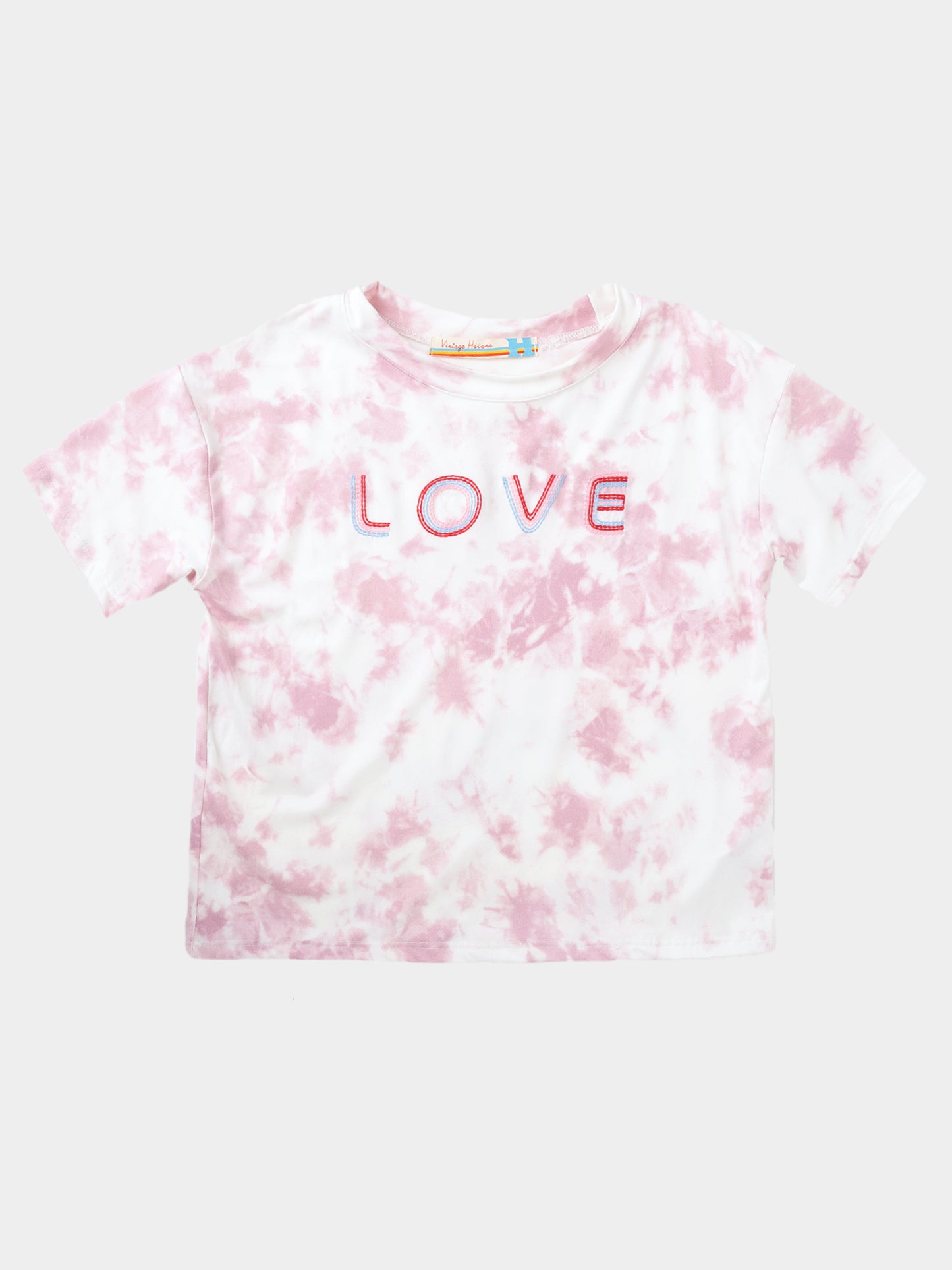 Vintage Havana Girls' Tie-Dye Love Embroidered Boxer Tee - Saint Bernard