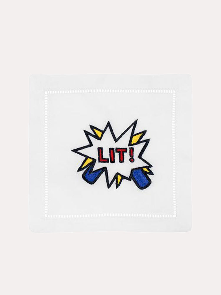 August Morgan Lit! Cocktail Napkin Set Of 4 - Saint Bernard