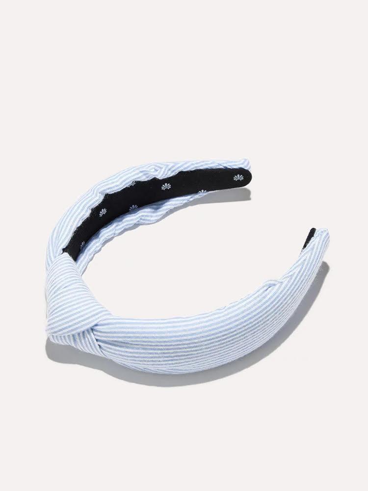 Lele Sadoughi Blue Seersucker Knotted Headband - Saint Bernard