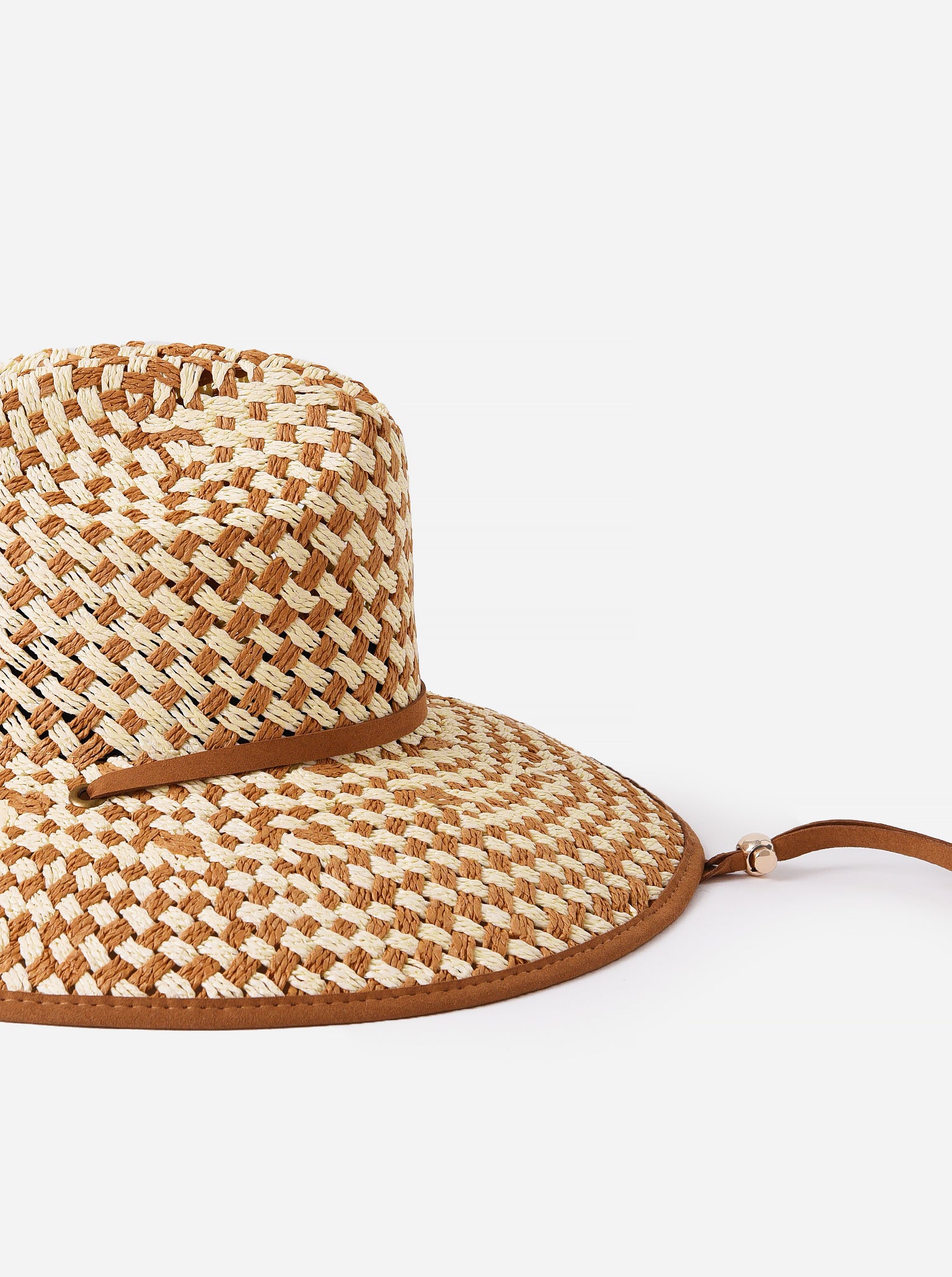 Lele Sadoughi Tan and White Women\'s Sun Hat Lele Sadoughi Ivory Woven Raffia Baseball Cap — Fashion Funster main image 2